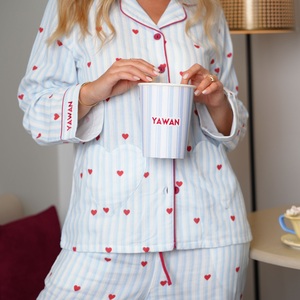 Pyjama en coton personnalisé pour femme, manches longues, longueur intégrale, nouvelle collection printemps-automne 2026, grande taille, confortable - Product Image 1