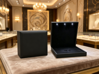 Boîte à bijoux de luxe noire avec LED, grande boîte à collier avec LED, boîte à ensemble de bijoux avec LED