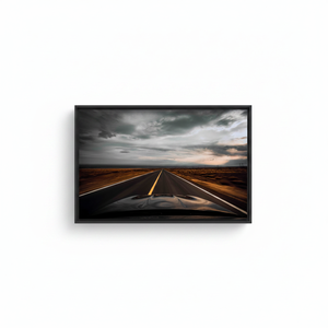 Asphalt Road Landscape Canvas Print: Open Road View Wall Decor,<b>BLACK</b> <b>FRAMED</b> CANVAS - Product Image 2