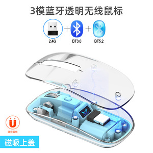 ZeroCats T7 Souris transparente 2.4G Bluetooth rechargeable silencieuse pour ordinateur portable tablette PC - Product Image 4