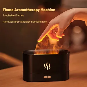 Nước hoa tạo độ ẩm siêu âm máy tạo độ ẩm không khí với ánh sáng LED mô phỏng đầy màu sắc ngọn lửa hương thơm Máy