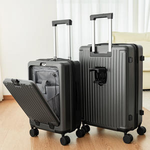 Valise à roulettes Yongsheng à ouverture frontale, 20 pouces, avec serrure, pour voyages d'affaires, unisexe, motif rayé - Product Image 4