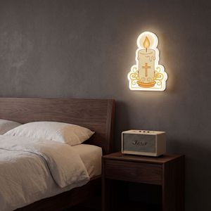 Lampe murale religieuse chrétienne à capteur <span class=keywords><strong>de</strong></span> mouvement sans <span class=keywords><strong>fil</strong></span>, rechargeable, à LED, alimentée par batterie, pour décoration d'autel, avec impression 3D et fonction veilleuse - Product Image 5