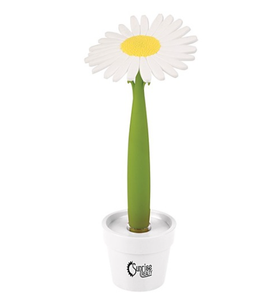 Stylo publicitaire personnalisé avec logo, design <span class=keywords><strong>marguerite</strong></span> en pot, action par clic, encre noire moyenne, impression sérigraphique, cadeau promotionnel, vente en gros professionnelle - Product Image 3