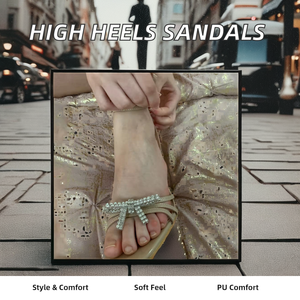 איכות טובה נשים פלוס גודל גביש חיצוני מרובע עיצוב סנדלים עקב נעלי עקב נעלי עקב rhinestone - Product Image 6