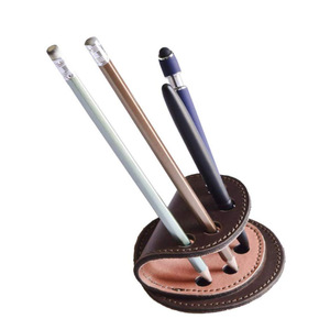 Portaplumas de cuero genuino, soporte creativo para bolígrafos con adhesivo, regalo de escritorio, decoración de oficina, soporte para bolígrafos, bolígrafo adhesivo para firmas. - Product Image 1