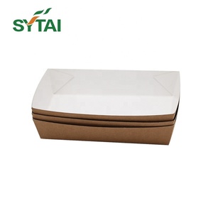 Nhà máy tùy chỉnh dùng một lần giấy kraft thức ăn nhanh khay ăn trưa thuyền hình vuông 160*120*40mm hộp Takeaway - Product Image 3