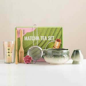 Bulk Custom Logo Color Natural Bamboo Whisk Cute Pink Porcelain Bowl Pouring Matcha <b>Maker</b> Set for DIY Home Use - Product Image 1
