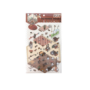 Livre de Collage de paysage miniature mignon <span class=keywords><strong>3</strong></span> autocollants pour animaux de compagnie par paquet Panda tranquille Illustration de maison cubique couverture de livre <span class=keywords><strong>d</strong></span>écorative - Product Image 5