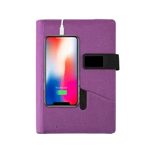 女孩礼品套装定制徽标纸盒紫色粉色蓝色彩虹色PU皮革笔记本8000mah充电电源日记