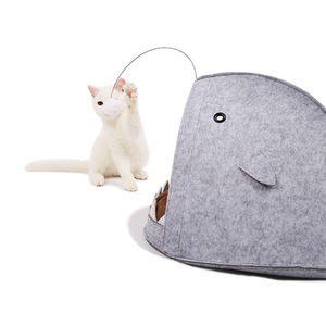 Plush Cartoon Animal Shark Shape Foldable Pet <b>Bed</b> for Dogs & <b>Cats</b> Removable Washable <b>Cover</b> RPET Material Polyester Fill - Product Image 1