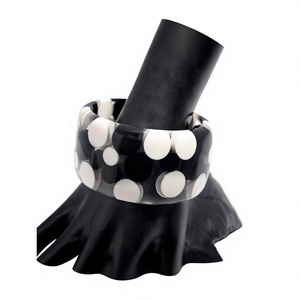Nuevos Brazaletes de Resina con Rayas Blancas y Negras y Puntos, Forma Redonda Artística, Decoración para el Hogar, Joyería Artesanal para Bodas, para Mujer - Product Image 6