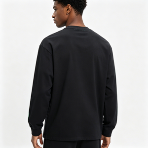 Nueva Camiseta <span class=keywords><strong>de</strong></span> Hombre <span class=keywords><strong>de</strong></span> Manga Larga Negra con Cuello <span class=keywords><strong>de</strong></span> Punto Estampado <span class=keywords><strong>de</strong></span> Diamantes Pequeños, Estilo Rock Urbano, Oversize Vintage - Product Image 2