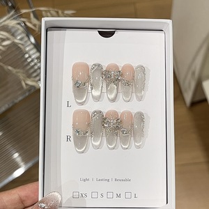 <span class=keywords><strong>Uñas</strong></span> Postizas Mist Realm <span class=keywords><strong>con</strong></span> Diseño de Ojo de Gato Sonriente Brillante <span class=keywords><strong>con</strong></span> Luz de Agua Helada, Diseño de Diamantes de Circonio de Lujo - Product Image 1