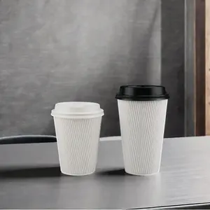 VIRTUES 100% Compostable Biodegradable Double Wall Insulated Paper Cup Aqueous Based Coating Featuring Embossing Printing