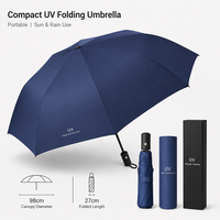 Payung Lipat 3 Lipatan Anti UV dengan Logo Custom, Payung Portabel untuk Matahari dan Hujan, Kotak Hadiah untuk Hadiah Promosi Bisnis Perusahaan