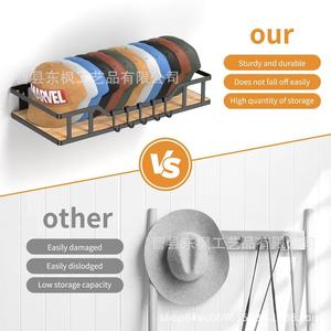 Wooden Wall Mounted Hat Rack With Hooks For Cap <b>Storage</b> And <b>Clothes</b> Organizing 2 Tier Rectangle Durable Design - Product Image 4