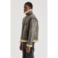Blouson d'aviateur classique en cuir véritable vintage pour hommes, doublure chaude en fausse fourrure, manteau à fermeture éclair de service ODM OEM d'automne