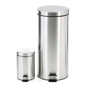 Poubelle ronde en métal Maxfree, poubelle en acier inoxydable avec couvercle et pédale, poubelles pour la cuisine, le rangement à domicile - Product Image 3