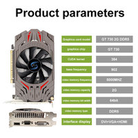 GeForce GT 730 2GB DDR5 VGA Carte graphique pour ordinateur Carte vidéo de jeu 64 bits Interface de sortie DVI Ventilateur GDDR5 pour ordinateur de bureau Nouveau"