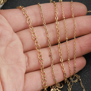 Cadena de acero inoxidable chapada en oro de 14k con cierre de langosta para la fabricación de collares, accesorio de joyería H1698 - Product Image 3
