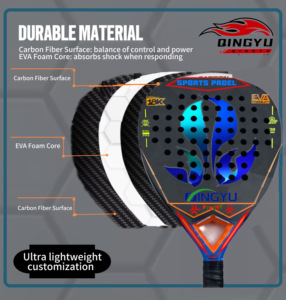 Vợt cầu lông bãi biển <span class=keywords><strong>Souza</strong></span> Padel, mẫu thử miễn phí, chất liệu sợi carbon 3K 12K 18K với lớp phủ EVA, được thiết kế với vật liệu mới. - Product Image 4