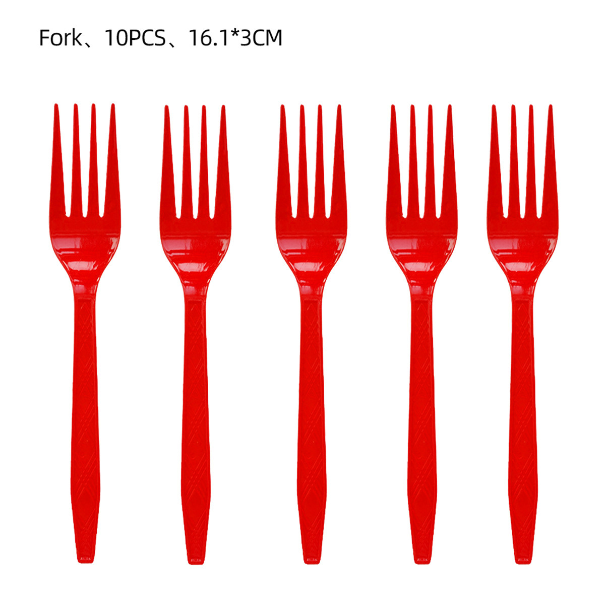 Red-10pcs plastic fork