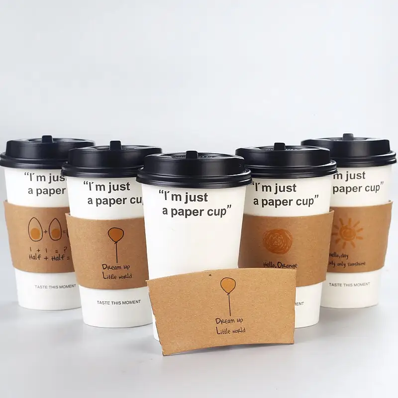 Wholesale High Quality Custom Colorful Disposable Coffee Tea Paper Cup Biodegradable Double Wall Coffee Paper Cups