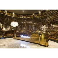 Comptoir de bar Art Déco EX617 Premium, durable, multifonctionnel, en acier inoxydable, étanche, avec plateau en bois, pour café, bistrot, utilisation en extérieur