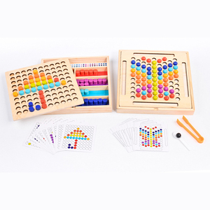 Juguete Montessori de madera, juego de clasificación de colores, patrón a juego, ayuda a los niños, ejercicio práctico, Clip de cuentas, juguete - Product Image 1