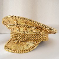 Gorra Naval con Pedrería Estilo Europeo Americano, Boina Estilo Punk Hecha a Mano, Venta al Por Mayor
