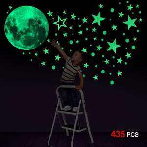 Décoration murale sel-adhésif lumineux 3d étoiles de lune autocollants lumineux - Product Image 1