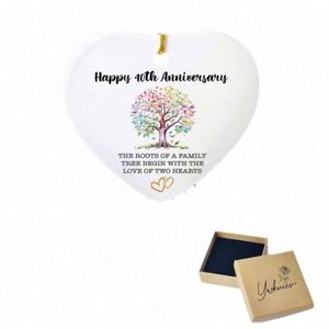 New Design <b>Heart</b> <b>Shaped</b> Ornament 25Th Wedding Anniversary Christmas Ceramic Pendant - Product Image 5