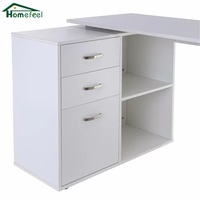 Bureau d'angle moderne en bois blanc avec étagère de rangement, extensible, convertible, rotatif à 360 degrés, pour ordinateur
