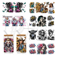 Venta al por mayor de más de 50.000 diseños de transferencias UV DTF Libbey Wrap de alta calidad para vasos de 40oz, 20oz y 16oz, impresiones de dibujos animados en vasos de vidrio, envolturas UV DTF para tazas.
