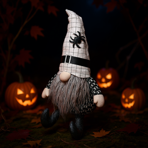 Gnomo in tessuto con cappello bianco e ragno 10,2x5,5x23,5 pollici Decorazioni per Halloween Forniture per le feste - Product Image 2