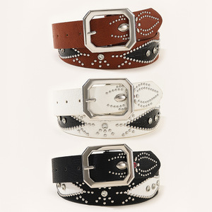 Nuevo Cinturón <span class=keywords><strong>de</strong></span> Cuero PU Estilo Vaquero Occidental <span class=keywords><strong>de</strong></span> Moda, Cinturón <span class=keywords><strong>de</strong></span> Cintura <span class=keywords><strong>con</strong></span> Tachuelas <span class=keywords><strong>de</strong></span> <span class=keywords><strong>Diamantes</strong></span> <span class=keywords><strong>de</strong></span> Imitación Y2K para Mujer, Cinturón <span class=keywords><strong>de</strong></span> <span class=keywords><strong>Diamantes</strong></span> Y2K - Product Image 3
