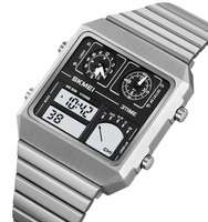 Skmei 2198 jam tangan digital pria, jam tangan tali logam tahan air 30 meter fungsi termometer