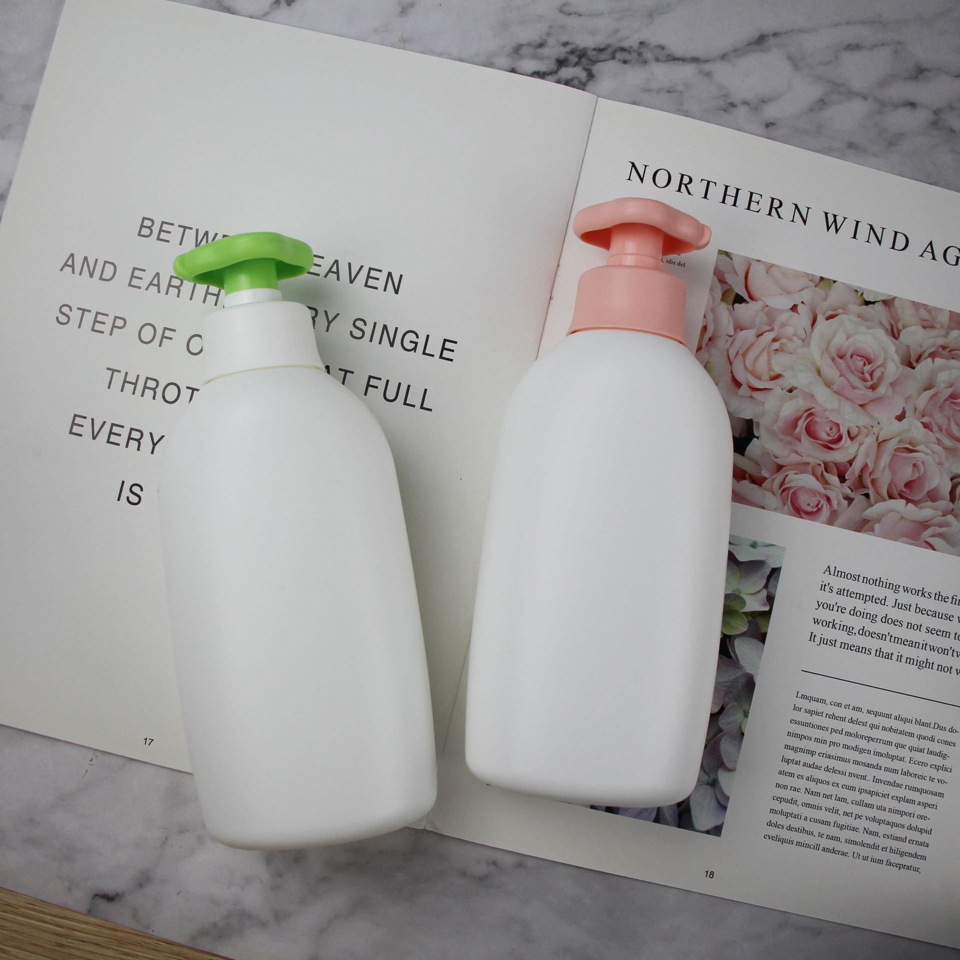 ORANGLES Pink HDPE Plastic Pump Bottles 80ml/300ml/500ml – Refillable Skincare & Baby Lotion Containers for Facial Cleanser, Serum & Face Cream - angled perspective - Image 4 of 4 | excellent for daily use | New York | Free Shipping ORANGLES