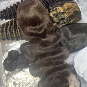 Fornitore di Amara 100% capelli vergini capelli Remy color marrone miele 13*4 pizzo frontale 100per cento capelli umani onda corpo veloce nave in magazzino