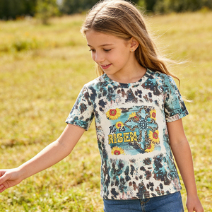 Camisetas Gráficas de Manga Corta para Niñas, Diseño Personalizado OEM, Estilo Moderno, Blusas de Verano para Niñas, Ropa para Niños Pequeños - Product Image 2