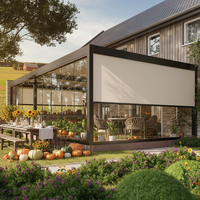 Pergola motorisée à toit rétractable Airfun avec construction en MDF, imperméable, protection UV, résistante à la neige et au vent, pour usage extérieur