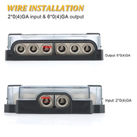 Bloc de distribution d'alimentation 0/4 AWG x 2 pouces, 0/4 AWG x 6 sorties, distributeur d'alimentation/terre pour amplificateur audio de voiture