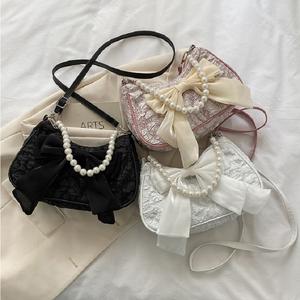 I-0241 dames mode PU cuir Cross Body fourre-tout sac à main avec perle arc fermeture éclair pour été hiver automne et printemps - Product Image 1