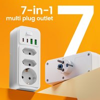 Prise murale, rallonge de prise murale avec 2 ports USB A et 1 port Type-C, adaptateur de voyage compact EU, 250V 16A