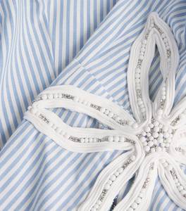 Vestido acampanado con bordado a rayas azules para mujer de verano, vestido Midi sin mangas con botones y solapa de algodón 100% informal con flores huecas - Product Image 5