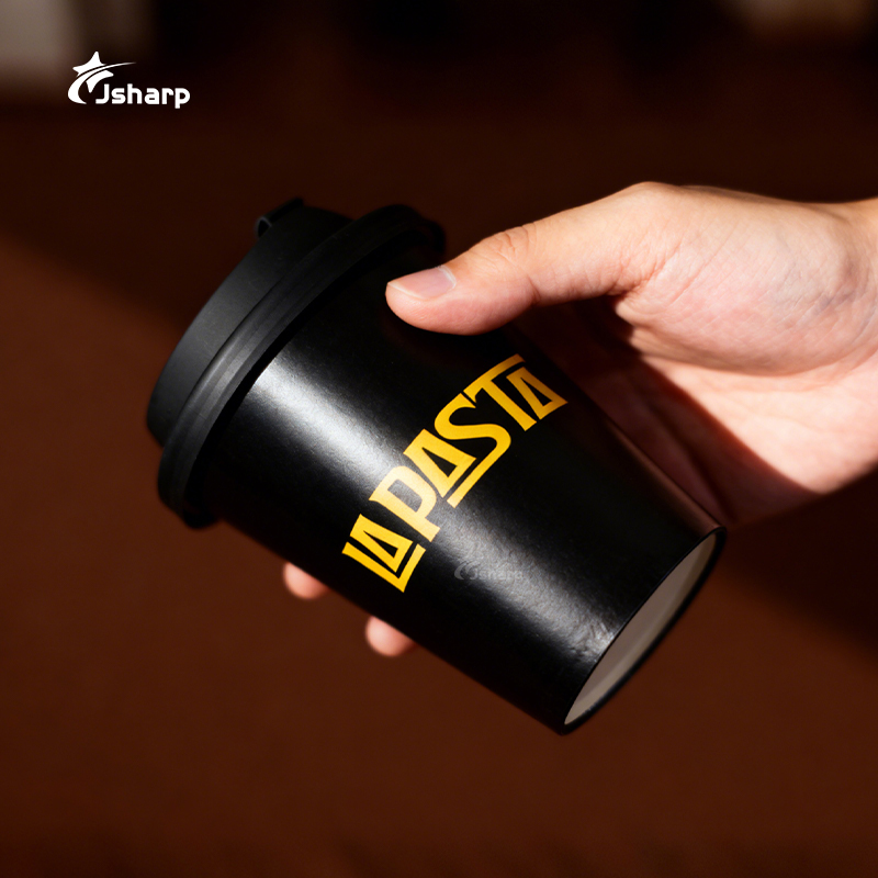 Single Wall Craft Paper Disposable Coffee Tea Black Premium Paper Cup Takeaway Packaging Cups for Hot Drinks