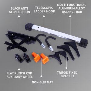 Kit d'accessoires pour échelle télescopique avec roulettes, barre stabilisatrice robuste, crochets <span class=keywords><strong>de</strong></span> sécurité, poignée <span class=keywords><strong>de</strong></span> transport pour échelle pliante - Product Image 3