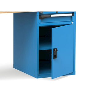 Fami Master 250cm établi bleu avec plateau en bois, porte et 5 tiroirs - Product Image 3
