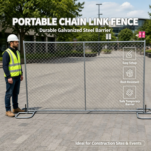 Barrière événementielle robuste galvanisée, panneau de clôture temporaire en treillis métallique portable avec base en acier pour le marché américain des locations d'événements - Product Image 5